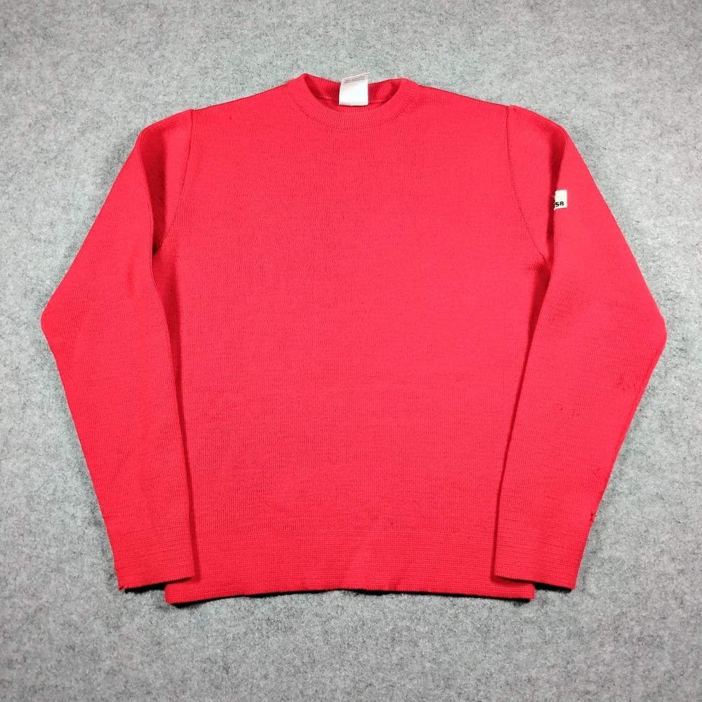 Rockee USA Vintage Made in USA Crewneck Sweater Mens Medium Red Wool Pullover